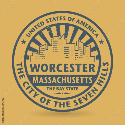 Grunge stamp with name of Worcester, Massachusetts