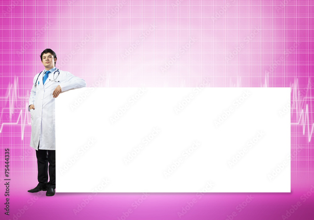 Doctor with banner