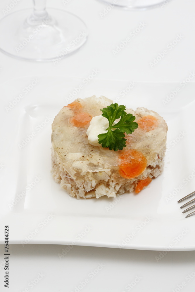 Aspic of chicken with carrots in form of heart