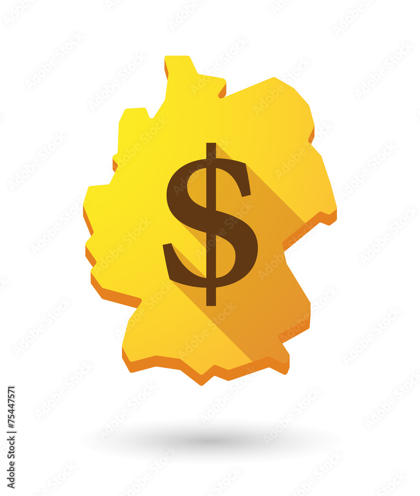 Germany map icon with a currency sign Germany map icon with a currency sign