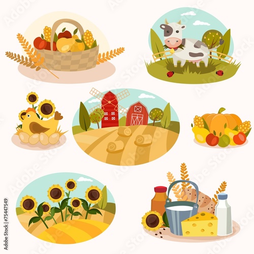 Eco farm flat icons
