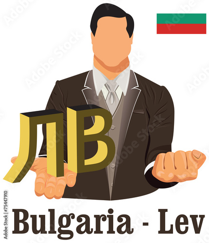 Bulgaria national currency Bulgarian lev symbol representing mon