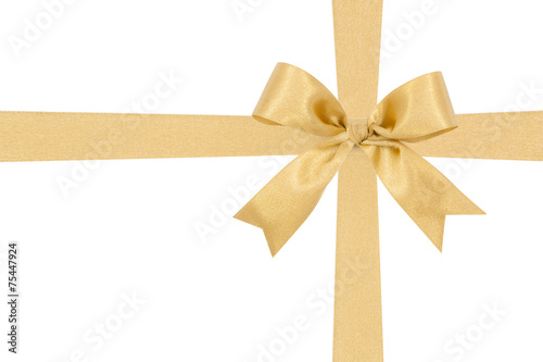 Gold satin gift bow ribbon