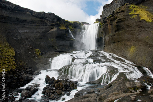 Ofaerufoss waterfall in Eldgja canyon