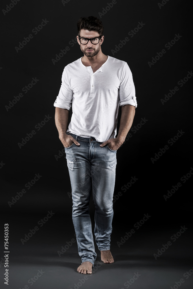 Mysterious man in fashion glasses Mysterious man in fashion glasses