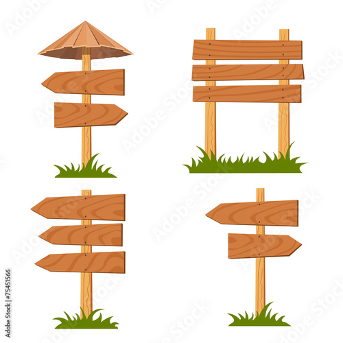 Vector wooden signs set