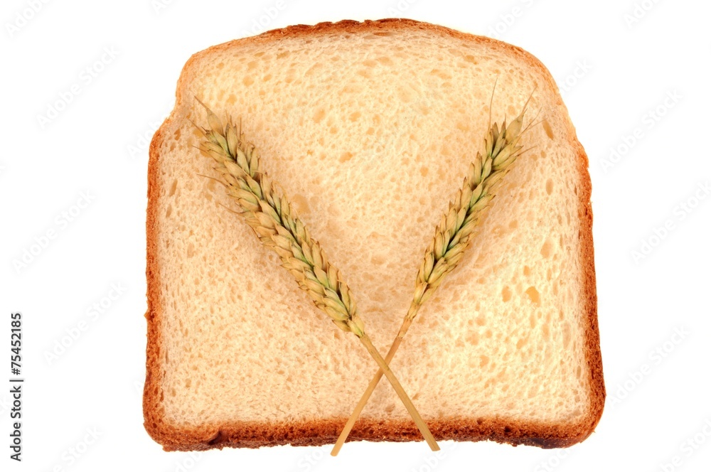 Tranche de pain de mie et épis de blé Tranche de pain de mie et épis de blé