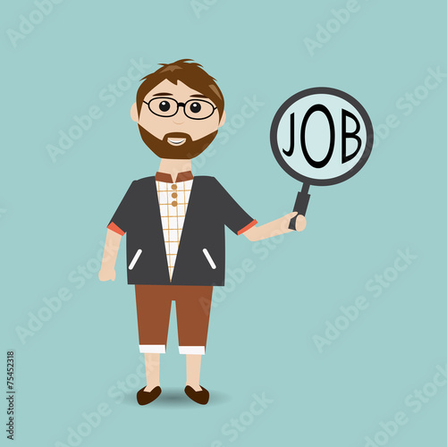 Hipster man find the new job
