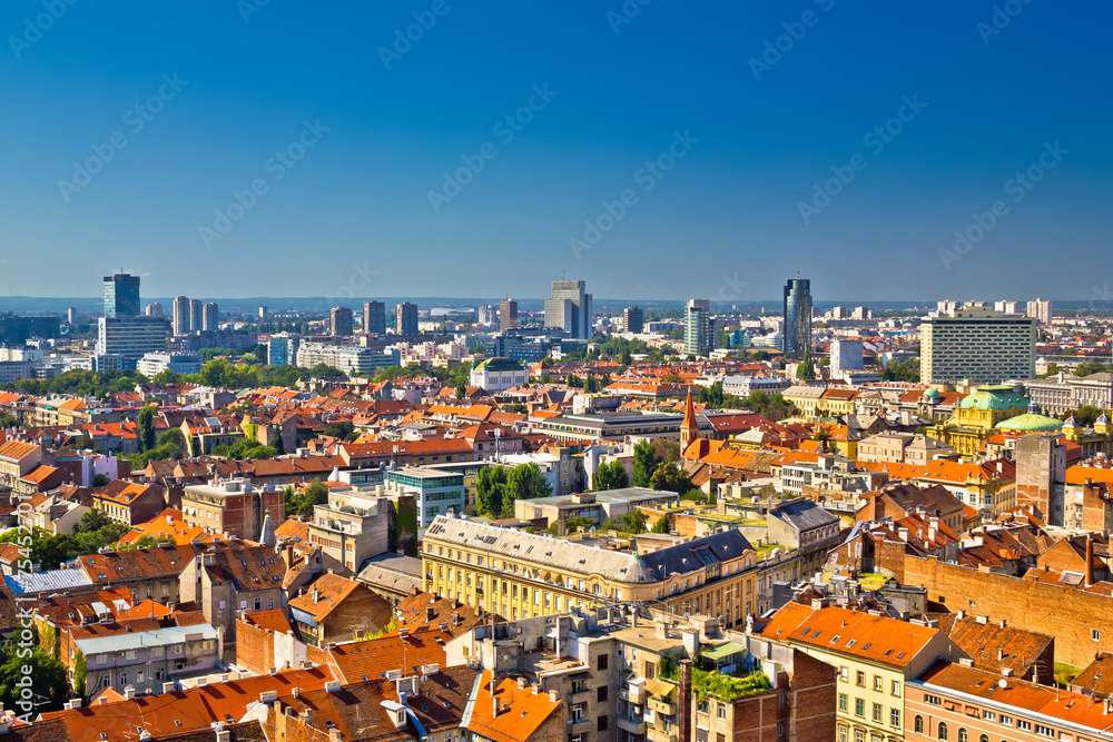 Zagreb aerial skyline rooftops view