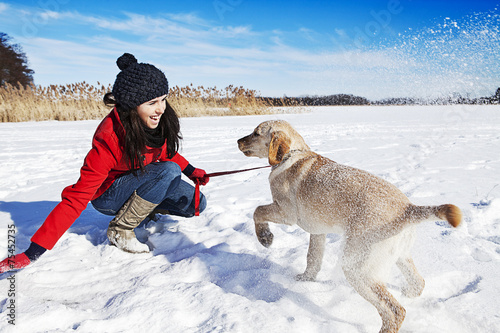 woman and dog