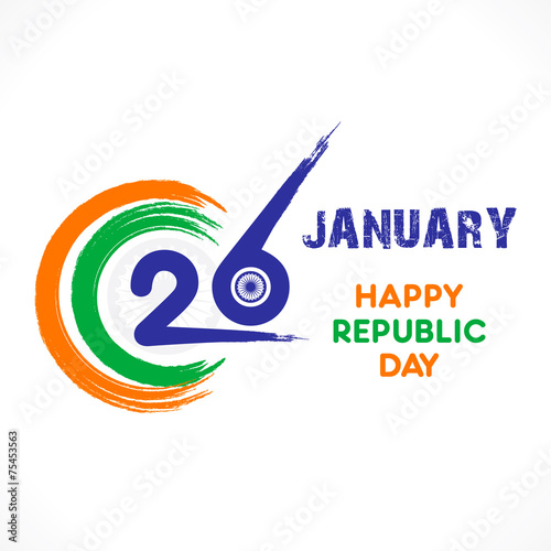 happy republic day greeting design using brush stroke vector