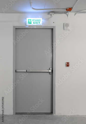 Emergency exit with sign