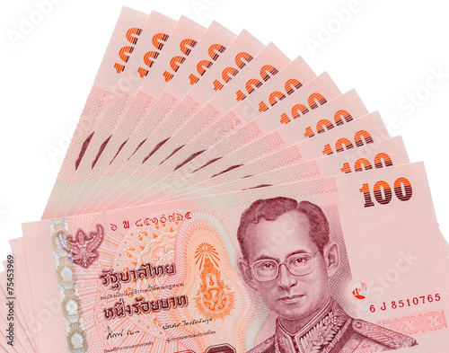 Thai banknotes background of one hundred Baht