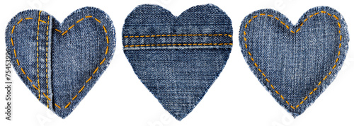 Jeans Heart Shape Patch with Stitches Seam, Valentine day