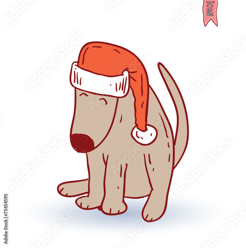 dog christmas icon - illustration.