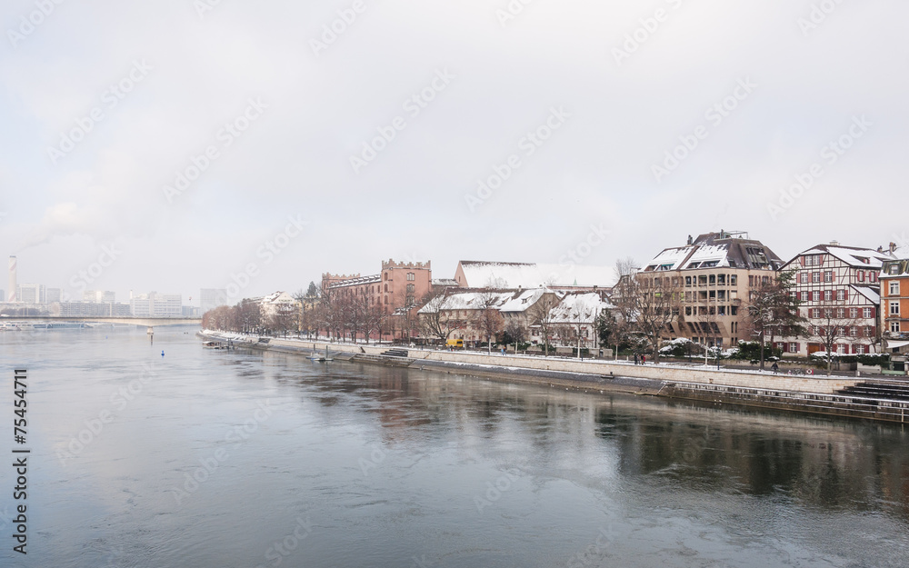 Basel, Altstadt, historische Kaserne, Rhein, Winter, Schweiz