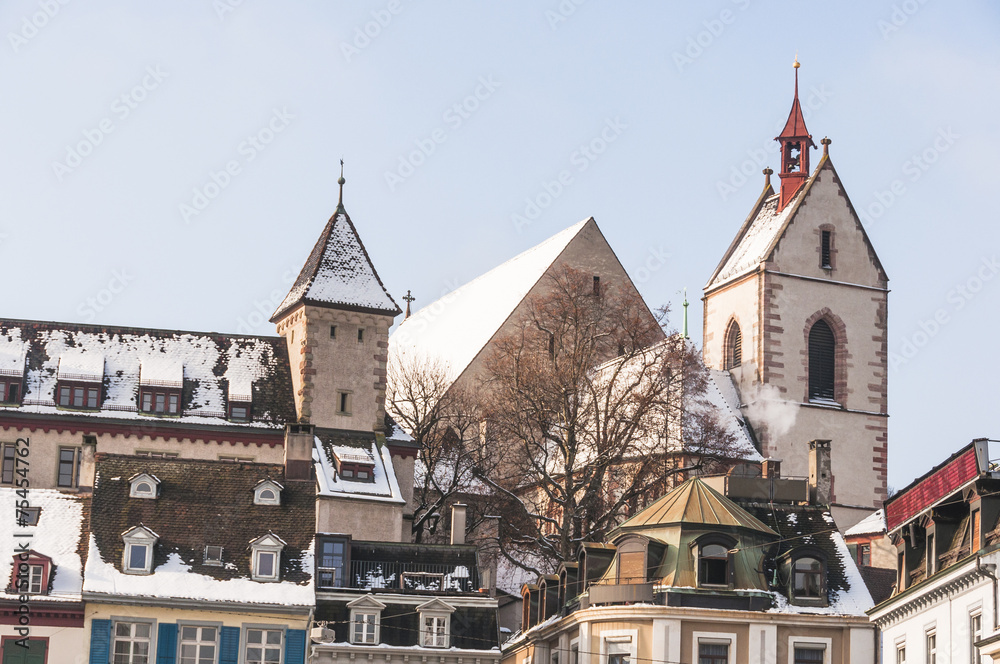 Basel, Altstadt, Leonhardskirche, Barfi, Winter, Schweiz