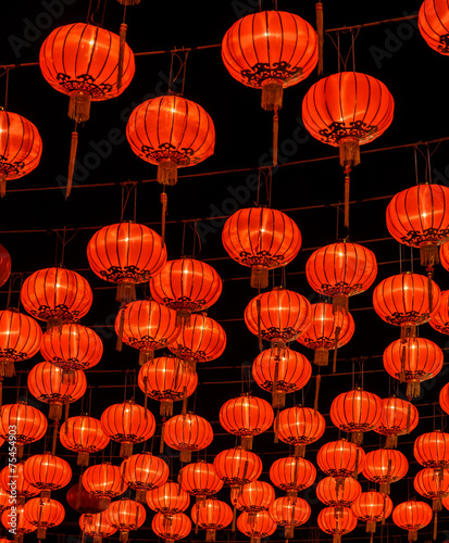 Chinese red lantern illuminated at night