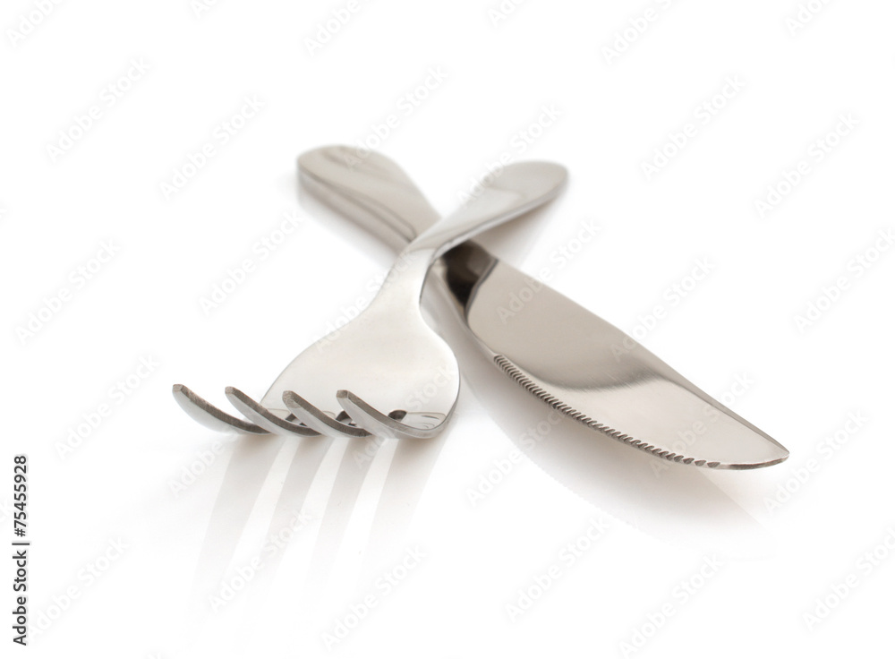 Obraz premium knife and fork on white background