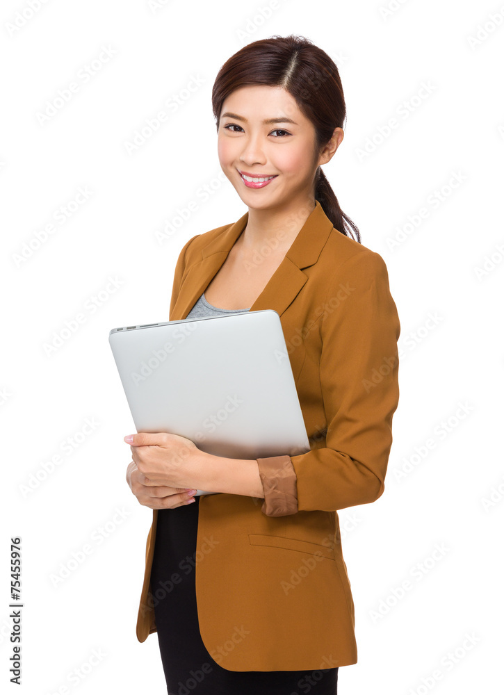 Businesswoman hold with laptop computer Businesswoman hold with laptop computer