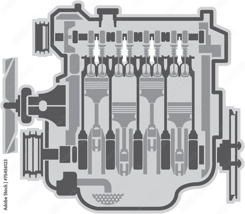 4 cylinder engine vector 4 cylinder engine vector