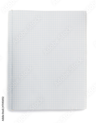 checked notebook on white