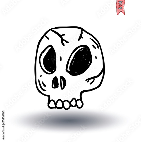 skull cartoon icon. vector illustration.