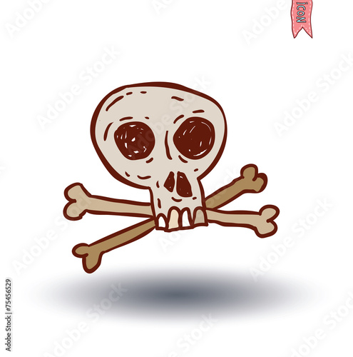 skull cartoon icon. vector illustration.