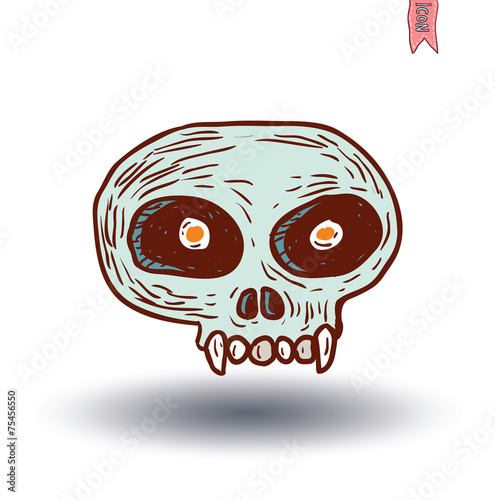 skull cartoon icon. vector illustration.