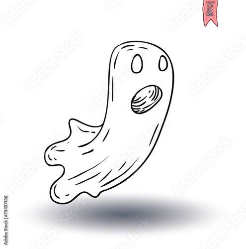 Ghost cartoon icon. vector illustration.