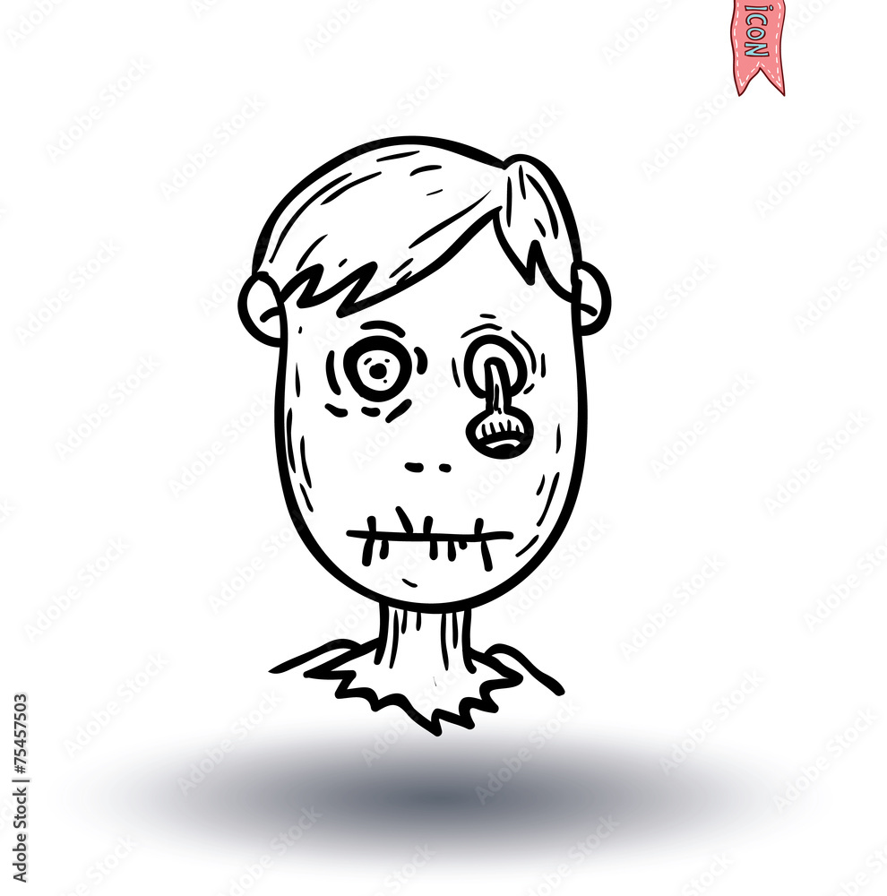 Fototapeta premium zombie cartoon character, vector illustration.