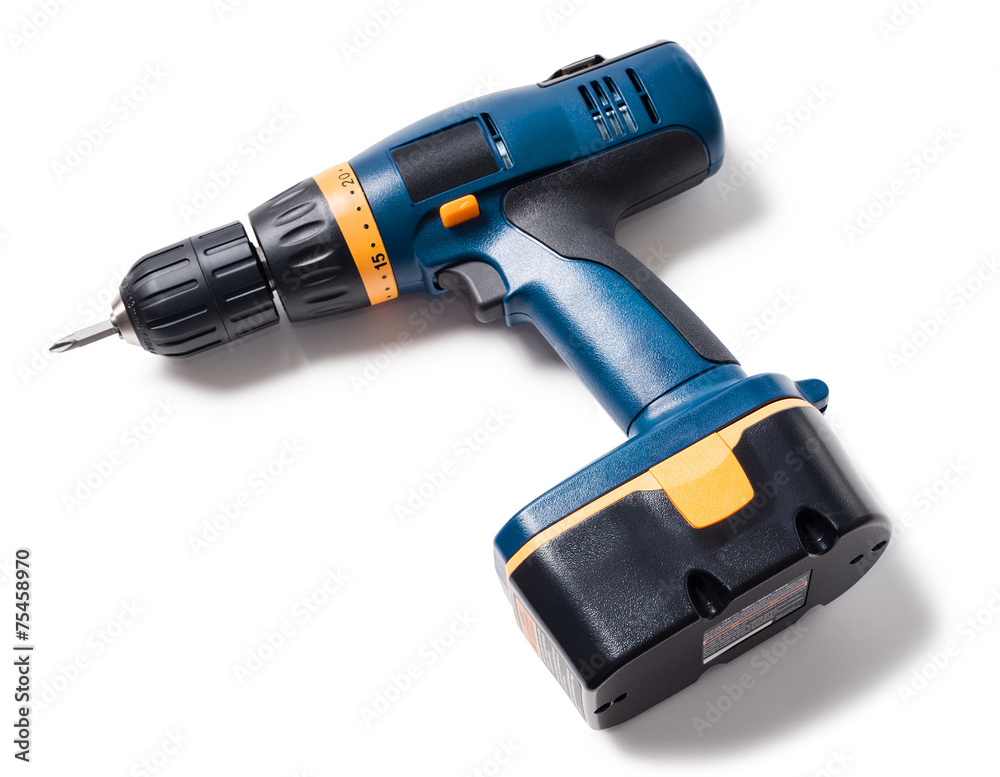Cordless Drill Screwdriver Isolated on White Background