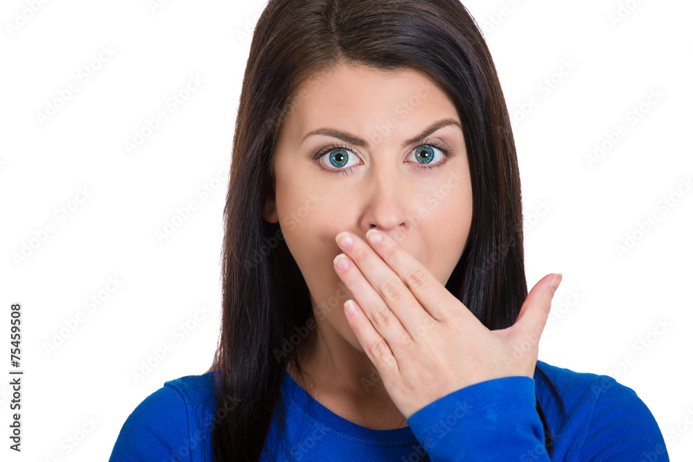 sleepy young woman placing hand on mouth yawning annoyed sleepy young woman placing hand on mouth yawning annoyed