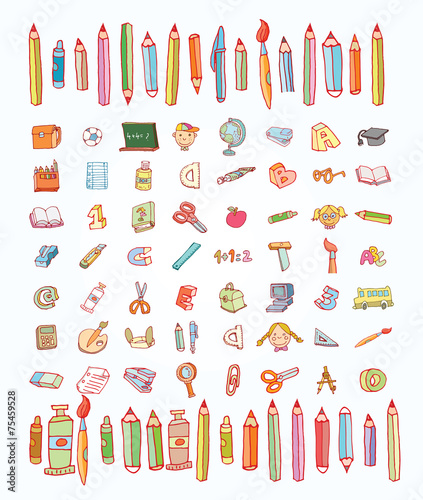 Doodle school icon, hand drawn illustration.
