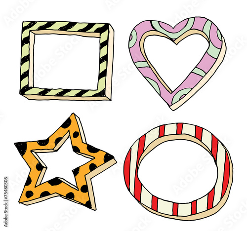 Set picture frames, hand drawn vector illustration.