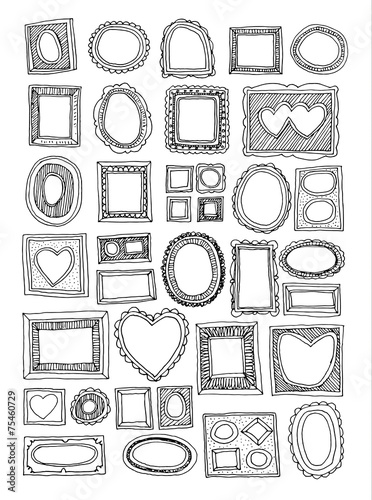 Set picture frames, hand drawn vector illustration.