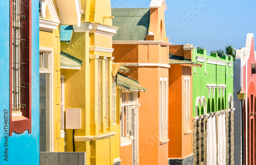 Detail of colorful houses in Luderitz - German town in Namibia