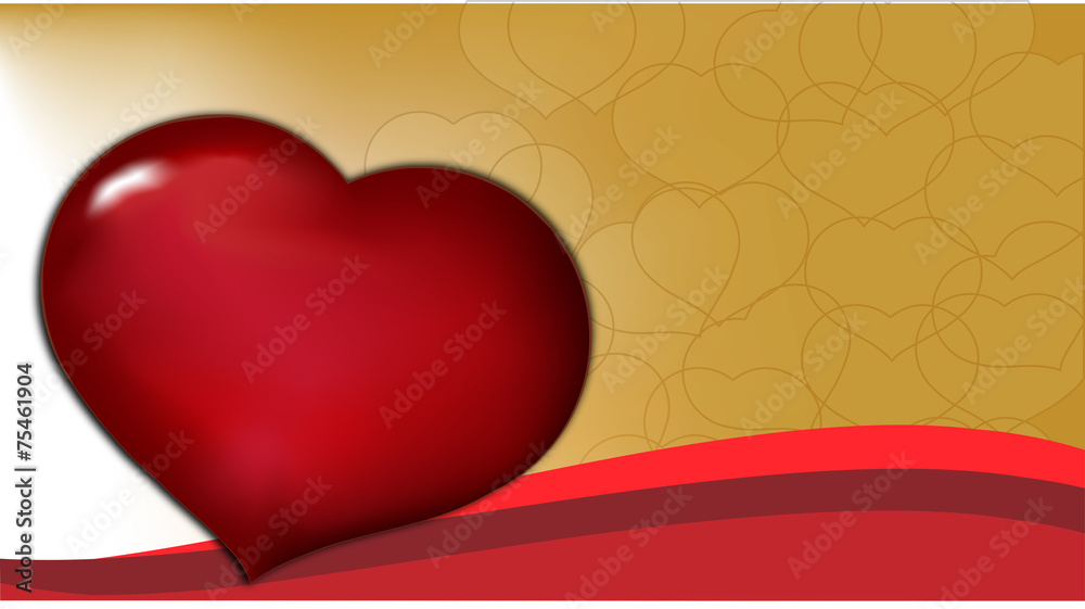 Gold background with hearts and wave Gold background with hearts and wave