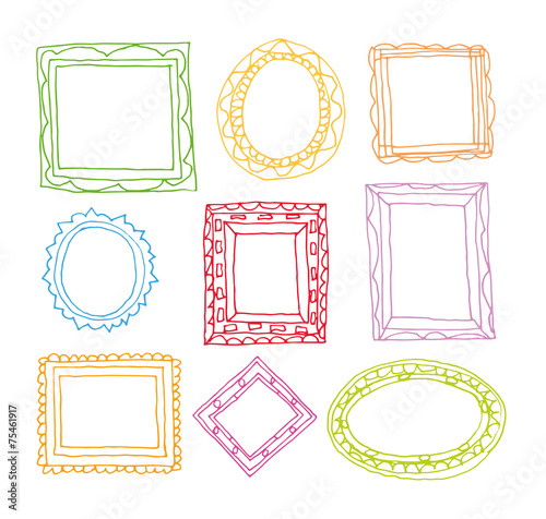 Set picture frames, hand drawn vector illustration.