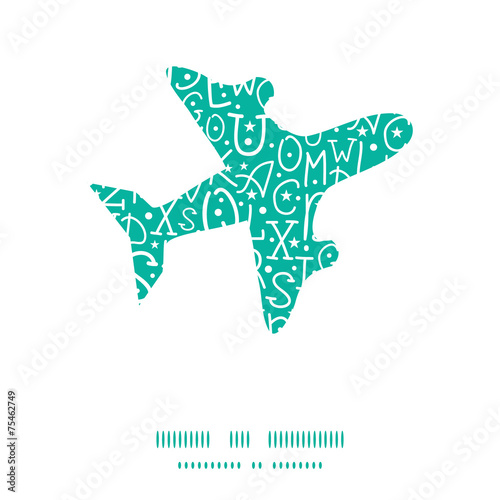 Vector white on green alphabet letters airplane silhouette
