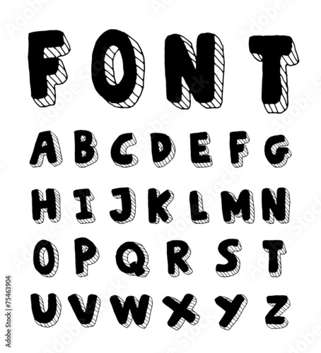 Hand drawn alphabet. vector photo