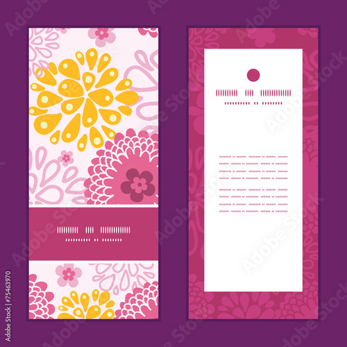Vector pink field flowers vertical frame pattern invitation