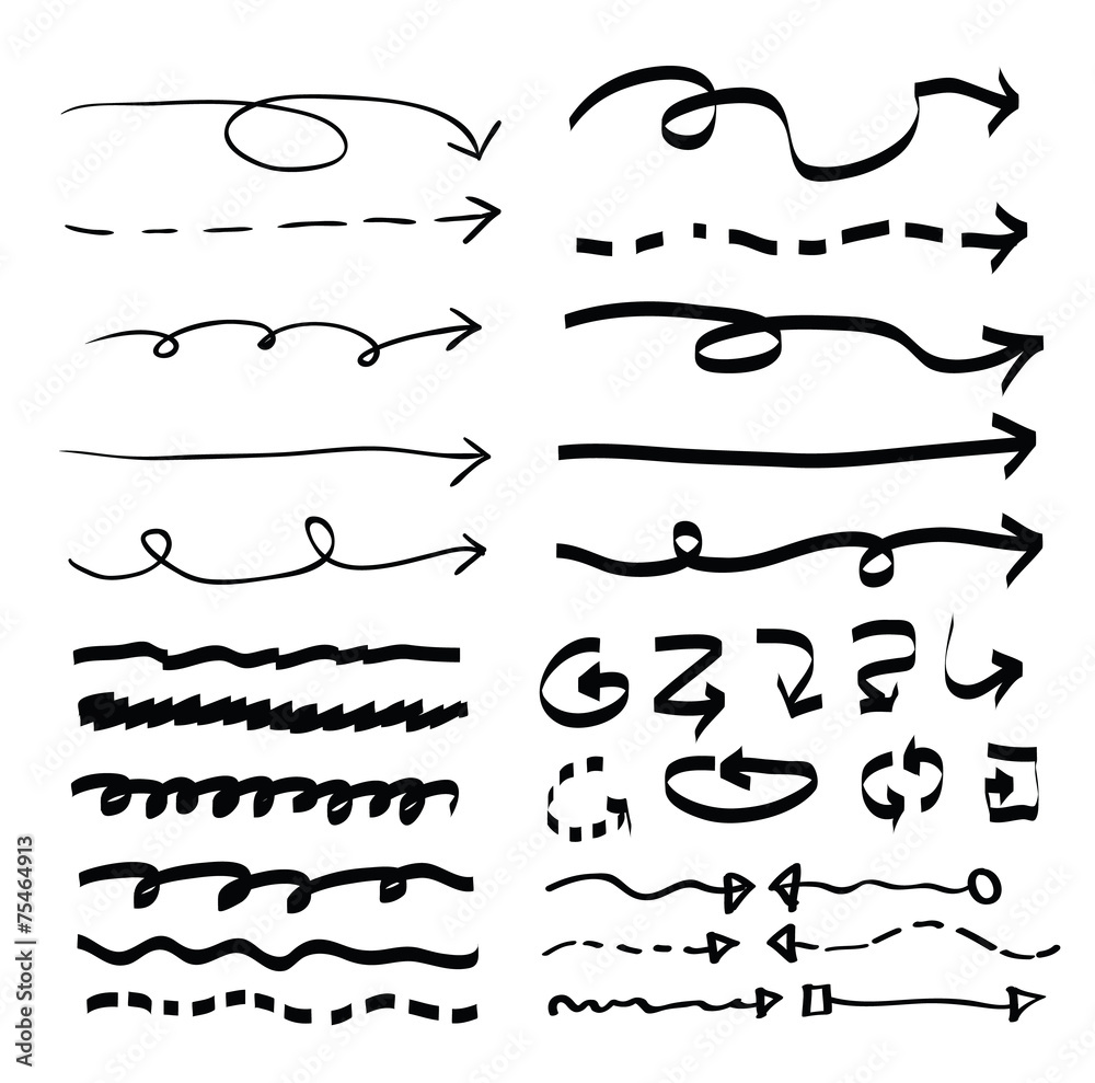 Arrows hand drawn, vector illustration.