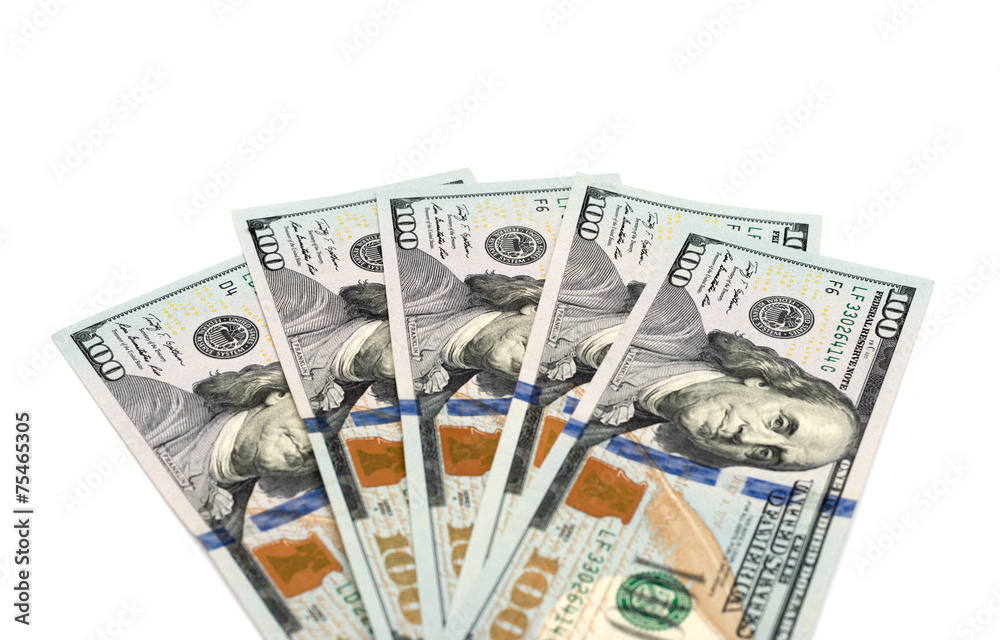 cash american dollars on a white background cash american dollars on a white background