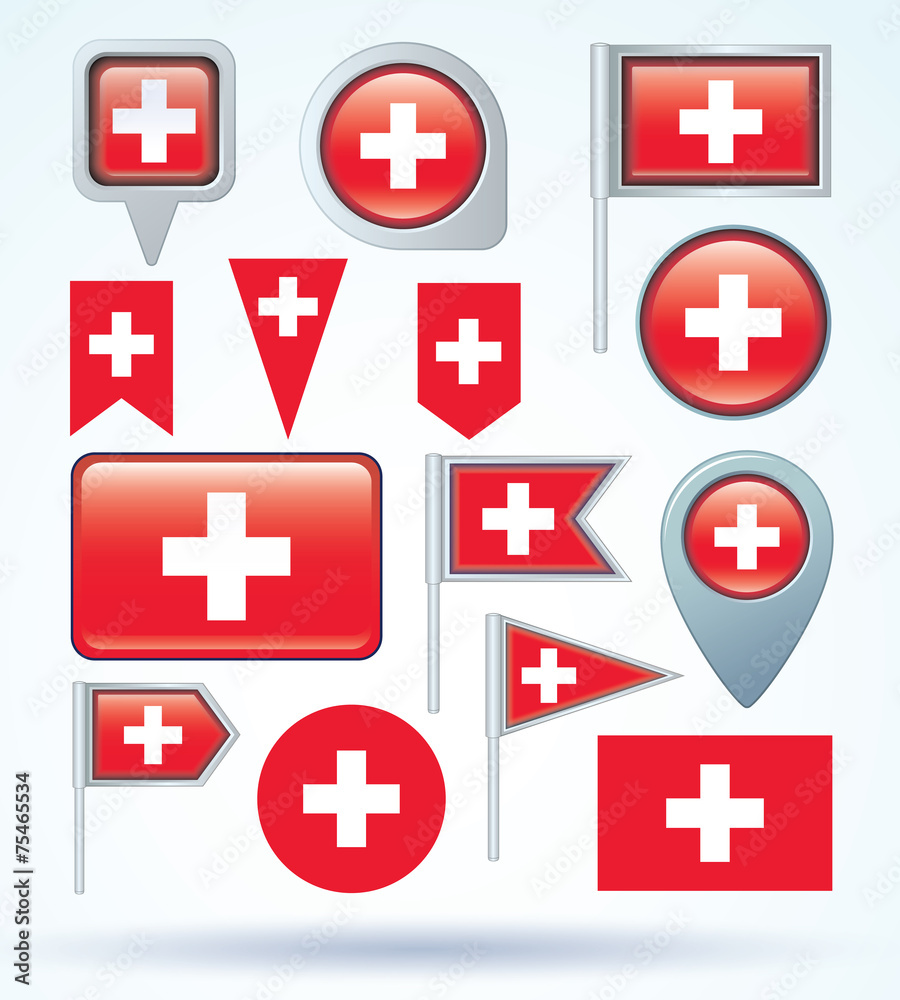 Flag set of switzerland, vector illustration Flag set of switzerland, vector illustration