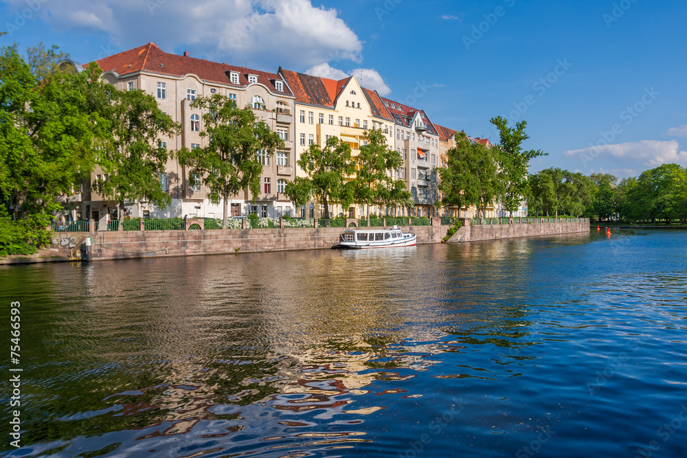 Houses in Berlin on the river bank Houses in Berlin on the river bank