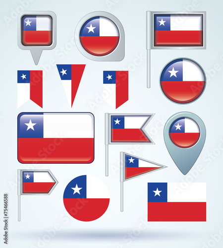Flag set of Chile, vector illustration