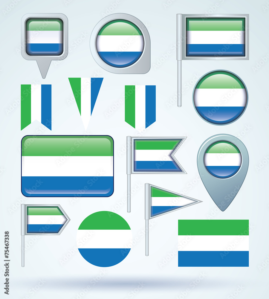 Flag set of Sierra Leone, vector illustration Flag set of Sierra Leone, vector illustration