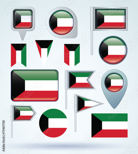 Flag set of Kuwait, vector illustration Free Download Flag set of Kuwait, vector illustration - GFXLoad