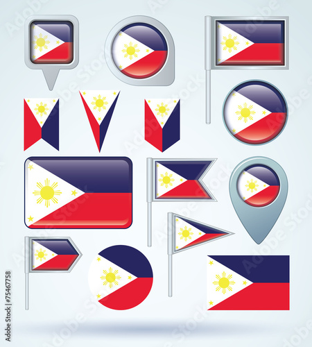 Flag set of philippines, vector illustration